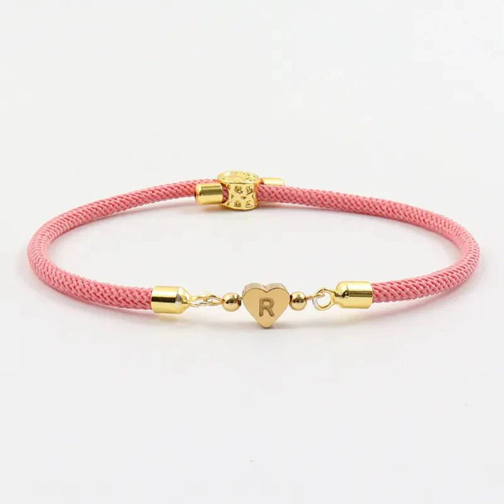 Adjustable Heart Initial Bracelet