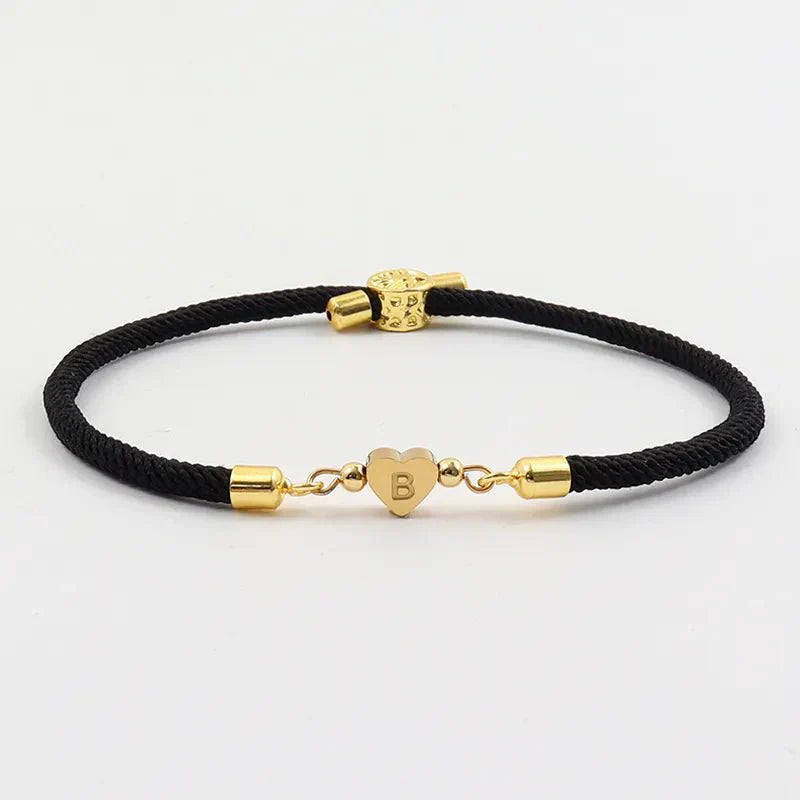 Adjustable Heart Initial Bracelet