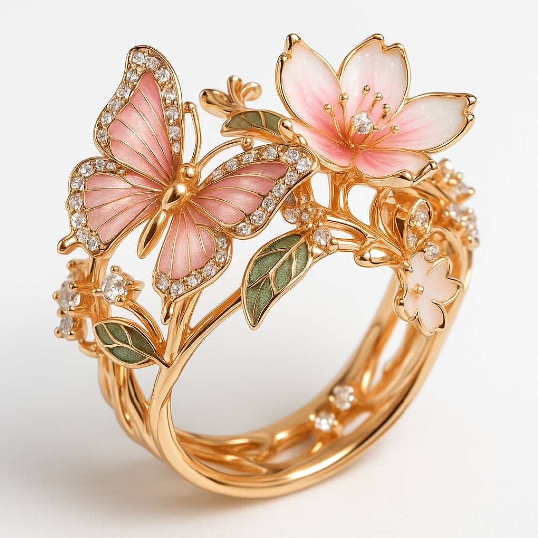 Bright Butterfly Sparkle Ring