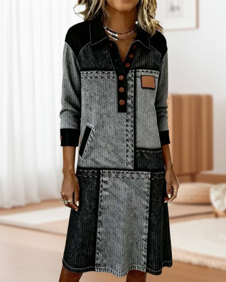 Colette | V-neck Button Flip Dress