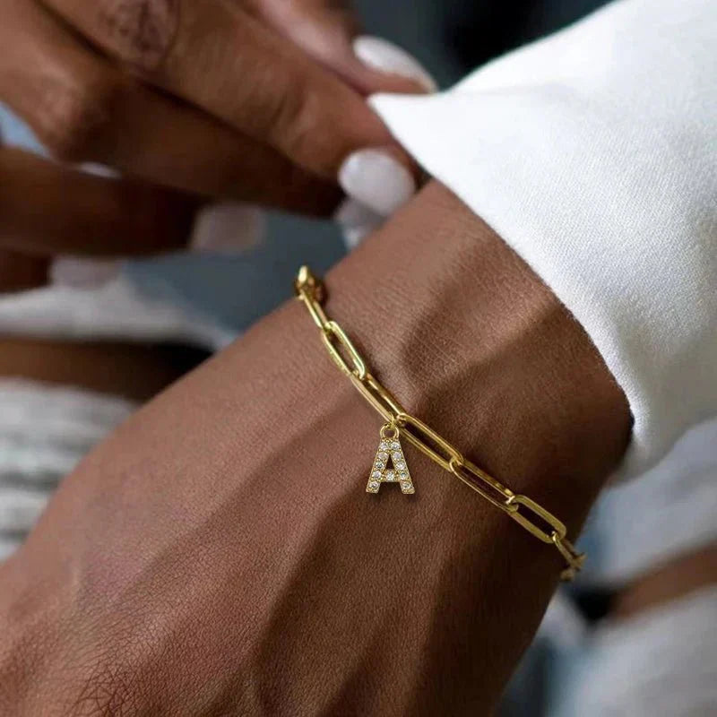 Dainty Initial Paperclip Bracelet