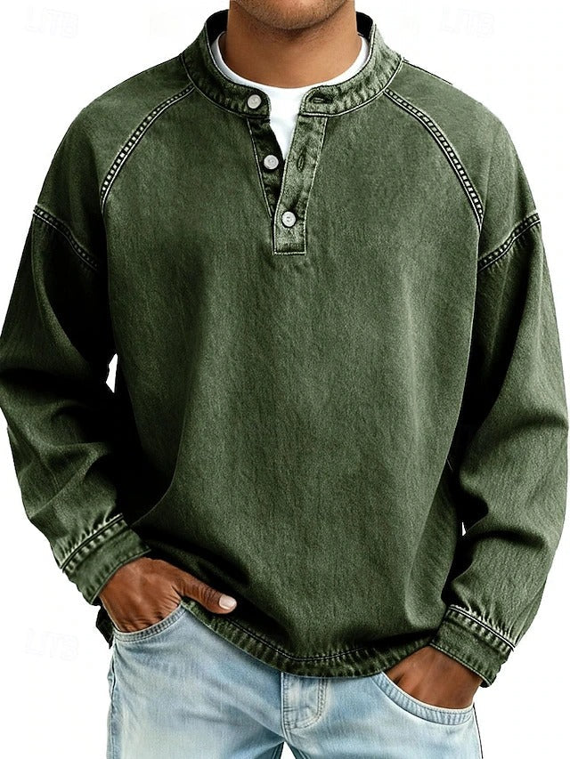 Carter | Washed Long Sleeve Henley