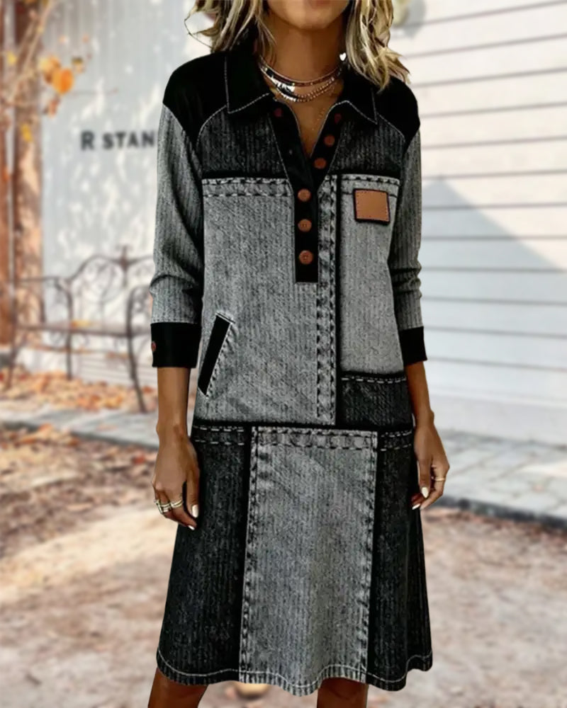 Colette | V-neck Button Flip Dress