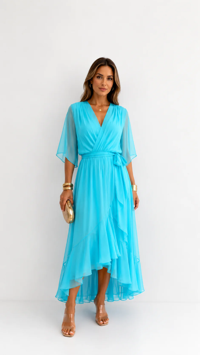 Isabelle™ | Graceful Chiffon Wrap Maxi Dress