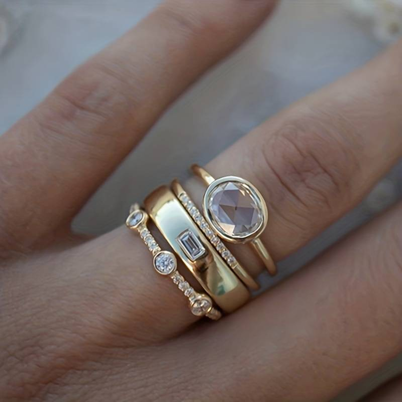 Vintage Gold &amp; Crystal Ring Set