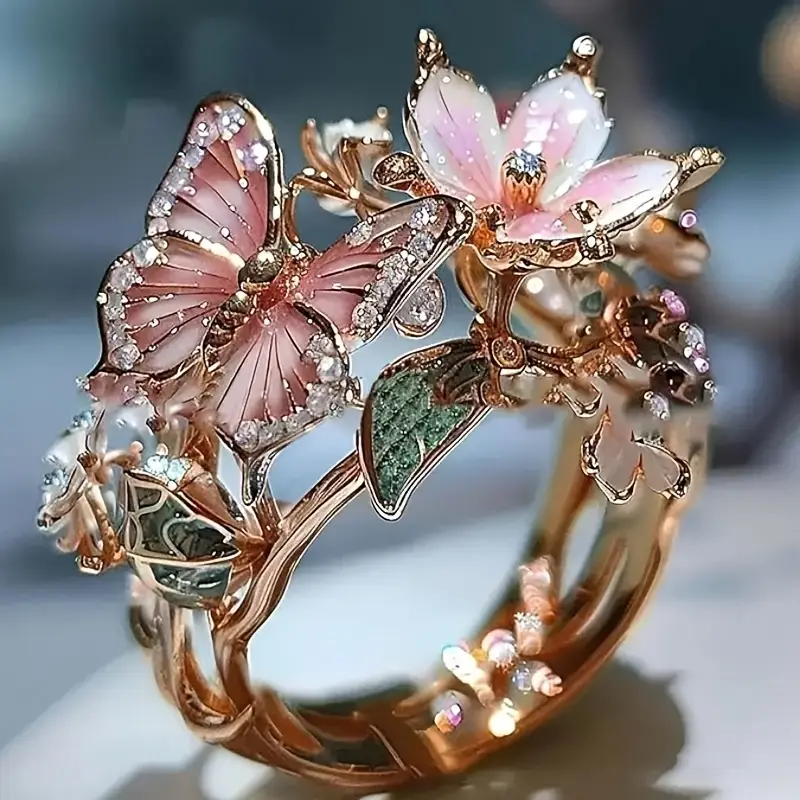 Bright Butterfly Sparkle Ring