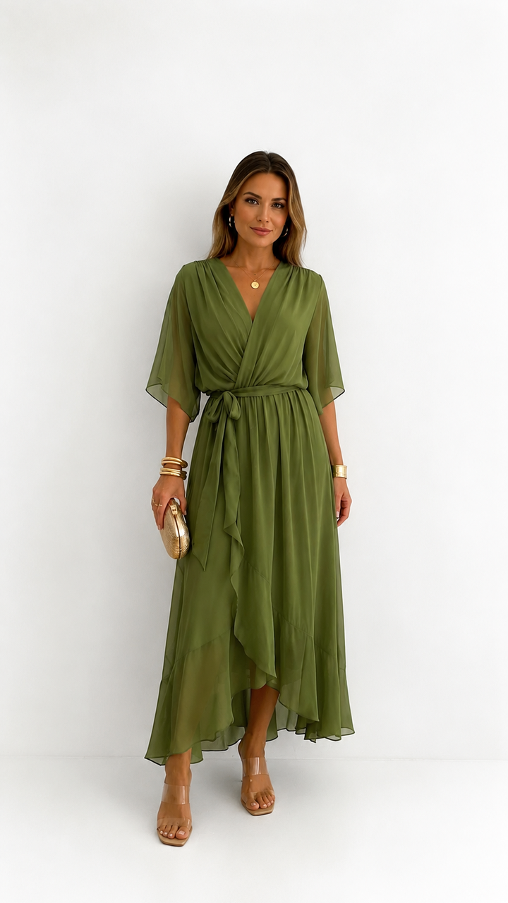 Isabelle™ | Graceful Chiffon Wrap Maxi Dress