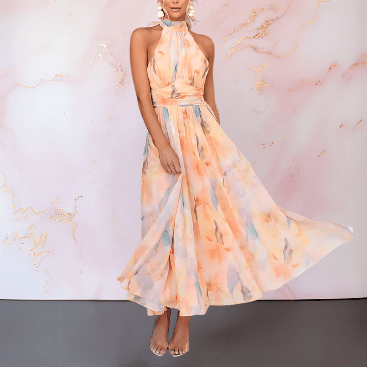 Aurelia | Artistic Halterneck Maxi Dress
