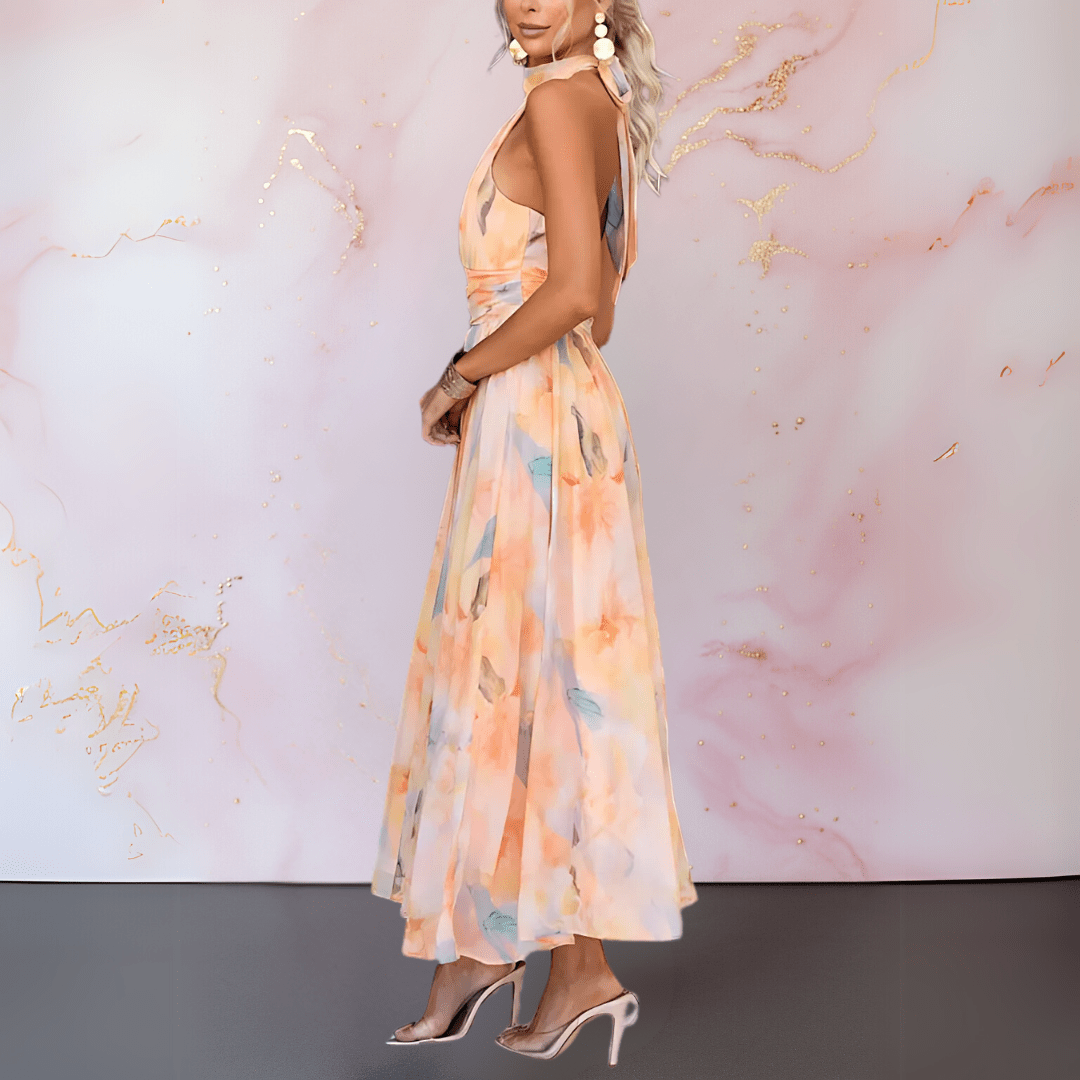 Aurelia | Artistic Halterneck Maxi Dress