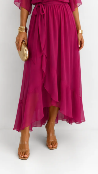 Isabelle™ | Graceful Chiffon Wrap Maxi Dress