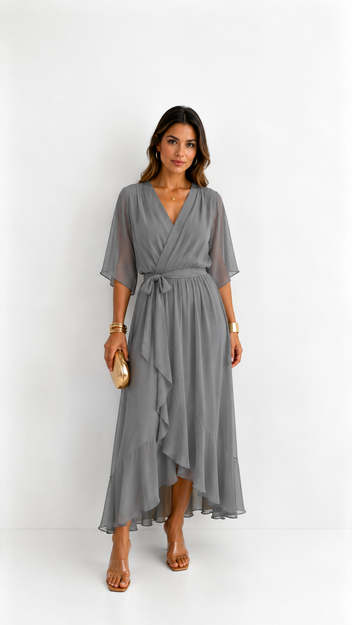 Isabelle™ | Graceful Chiffon Wrap Maxi Dress
