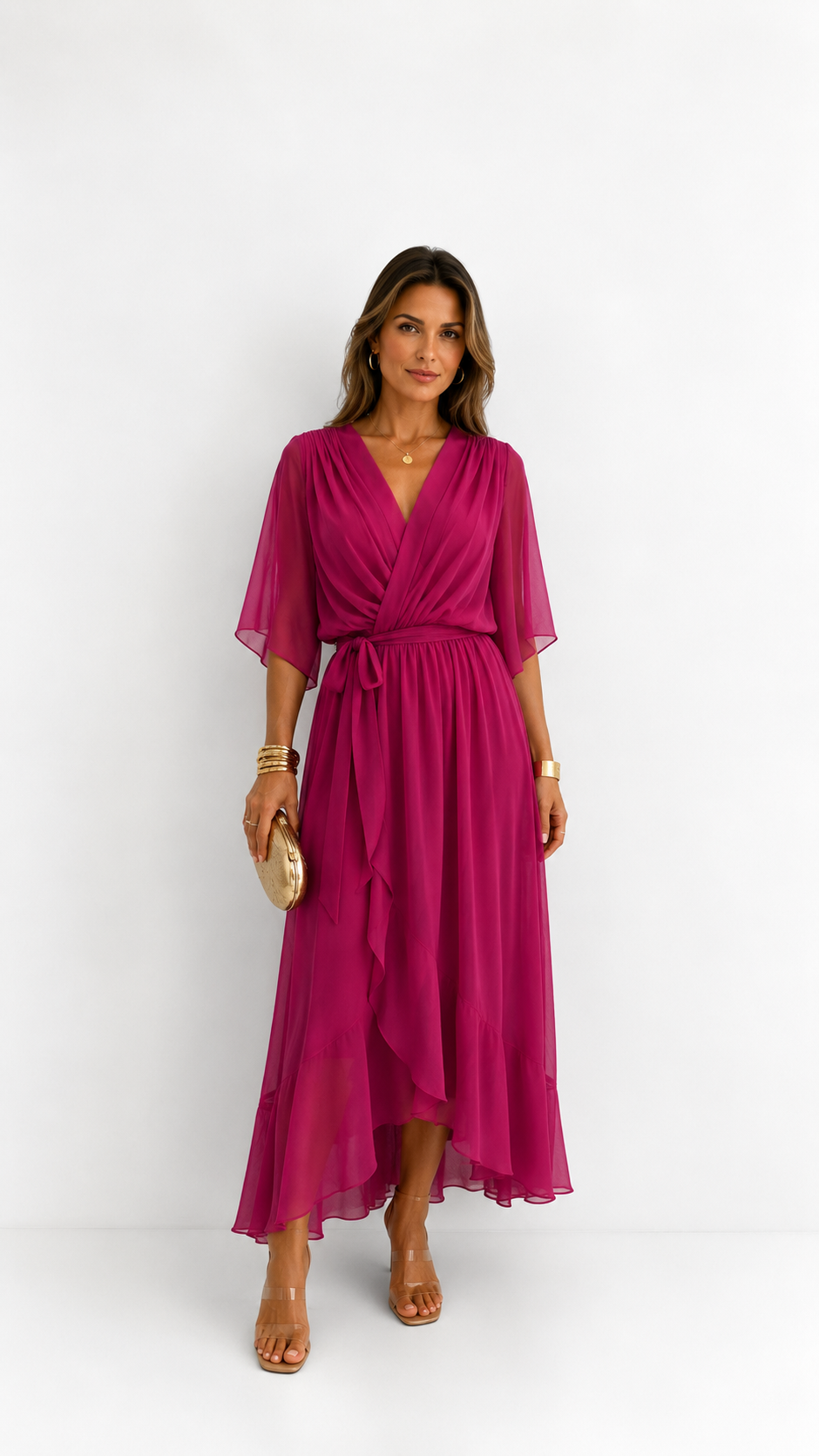 Isabelle™ | Graceful Chiffon Wrap Maxi Dress