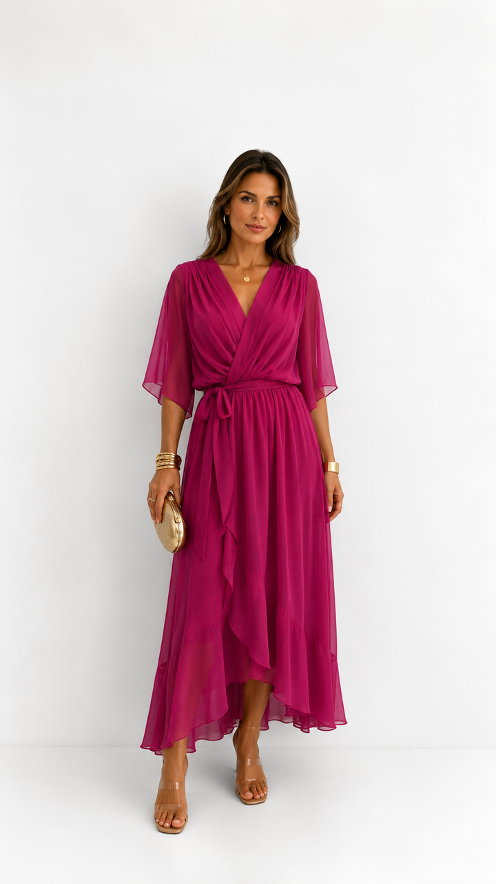 Isabelle™ | Graceful Chiffon Wrap Maxi Dress