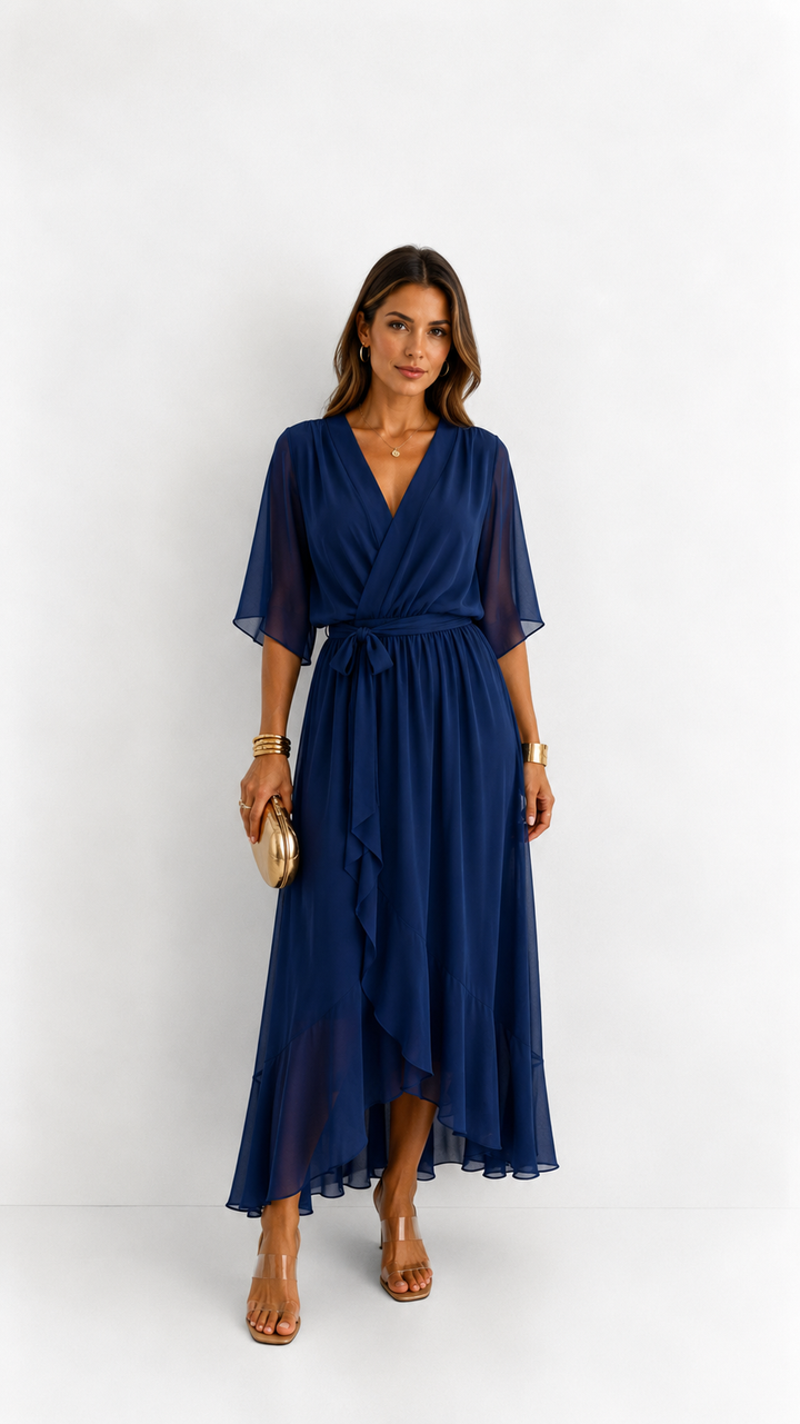 Isabelle™ | Graceful Chiffon Wrap Maxi Dress