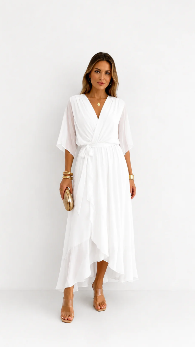 Isabelle™ | Graceful Chiffon Wrap Maxi Dress