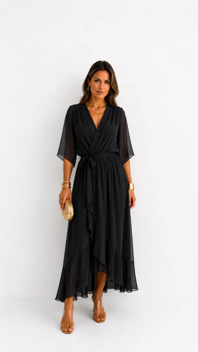 Isabelle™ | Graceful Chiffon Wrap Maxi Dress